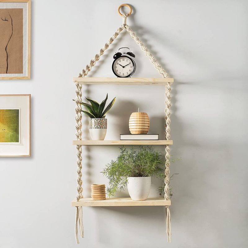 3 Tier Macrame Wall Hanging Shelves