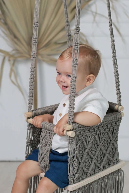 Grey Macrame Baby Swing Chair Manufacturer Supplier from Ghaziabad