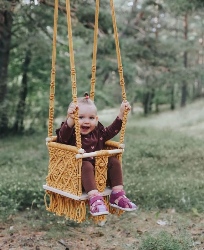 Mustard Macrame Baby Swing Chair