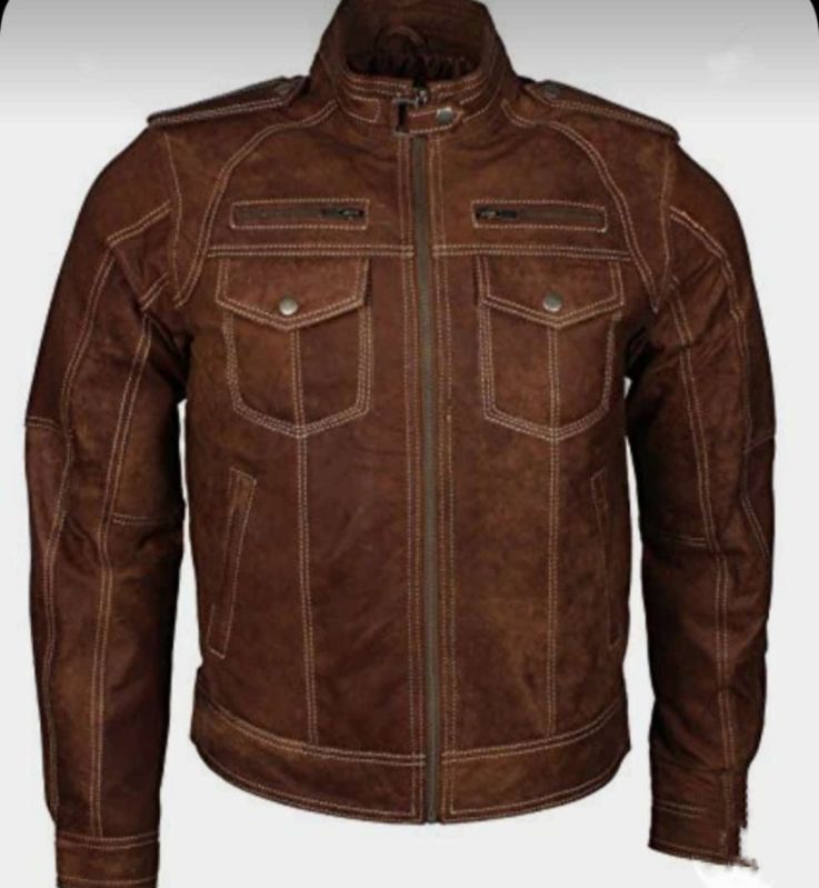 Brown Mens Genuine Leather Jacket