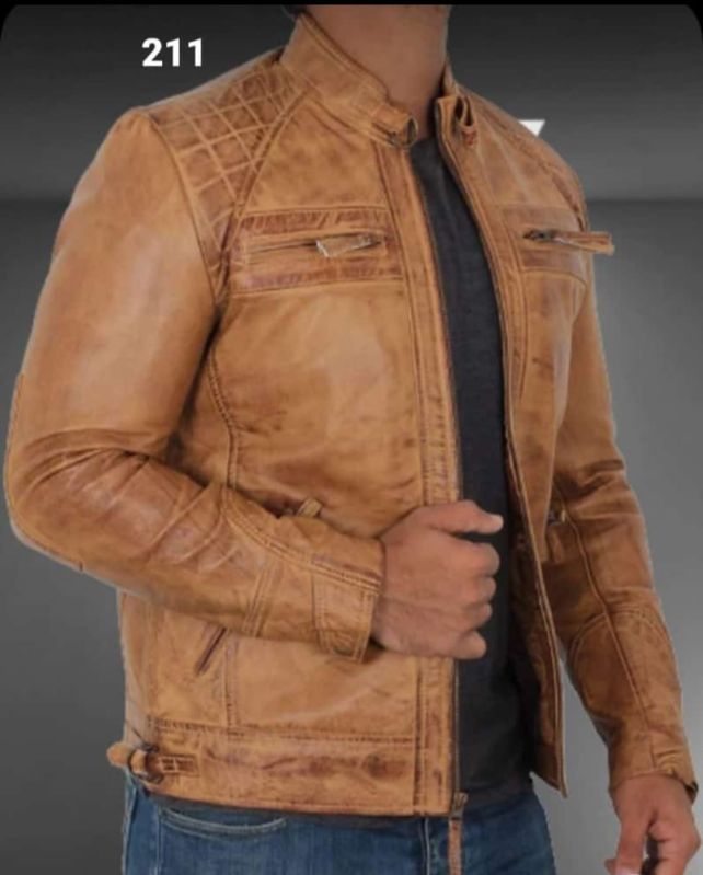 Light Brown Mens Leather Jacket