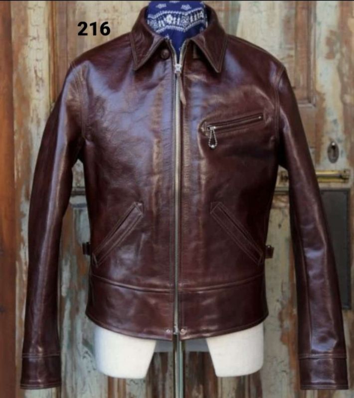 Mens Iconic Spread Collar Leather Jacket