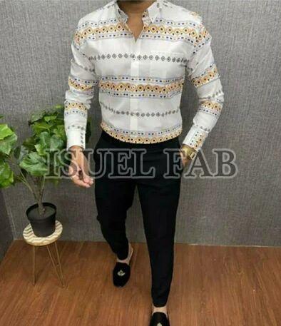 Mens Designer Printed Cotton Shirt