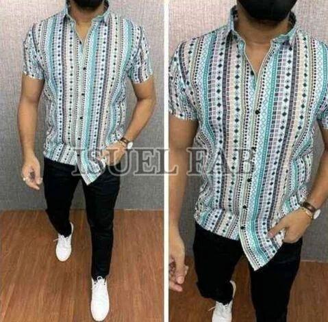 Mens Digital Printed Half Sleeve Shirt