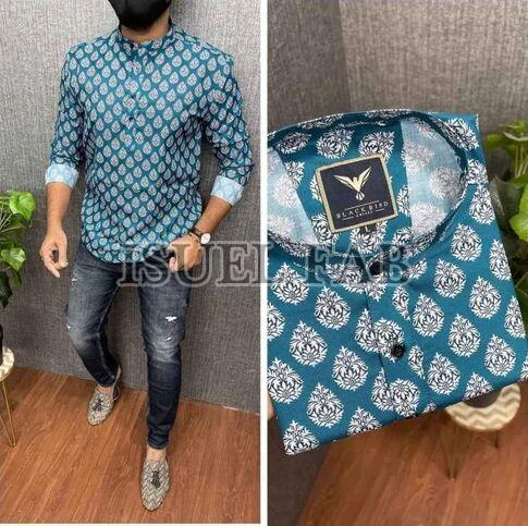 Mens Fancy Printed Short Kurta