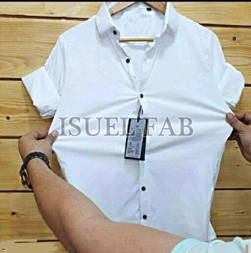 Mens White Plain Full Sleeves Shirt