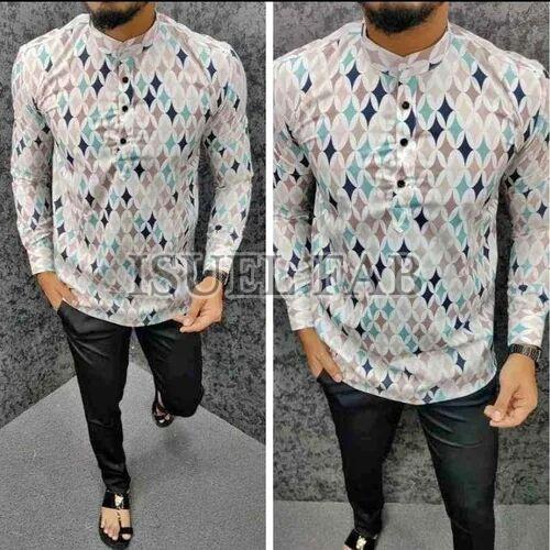 Mens Multicolour Full Sleeves Kurta Shirt