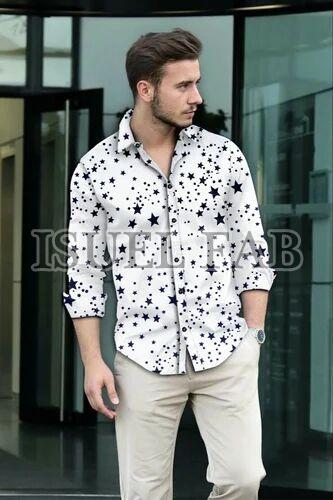 Mens Star Printed Full Sleeves Shirt