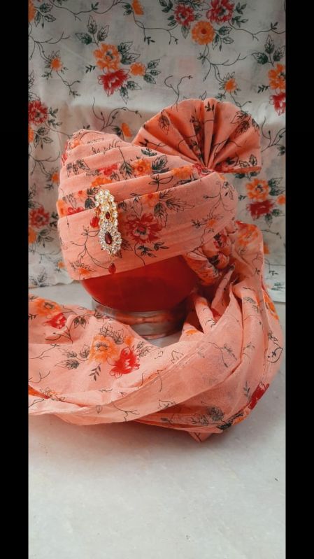 Stylish Printed Peach Turban