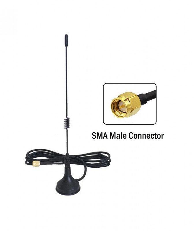 433MHz 8dBi Spring Magnetic Antenna with RG174 (L-3Mtr) Cable SMA Male Connector