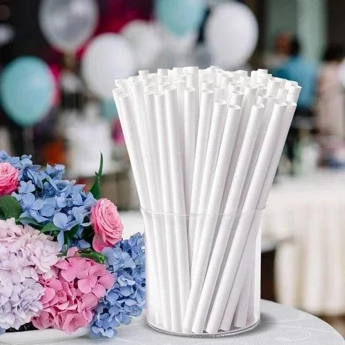 6 mm White Paper Drinking Straws