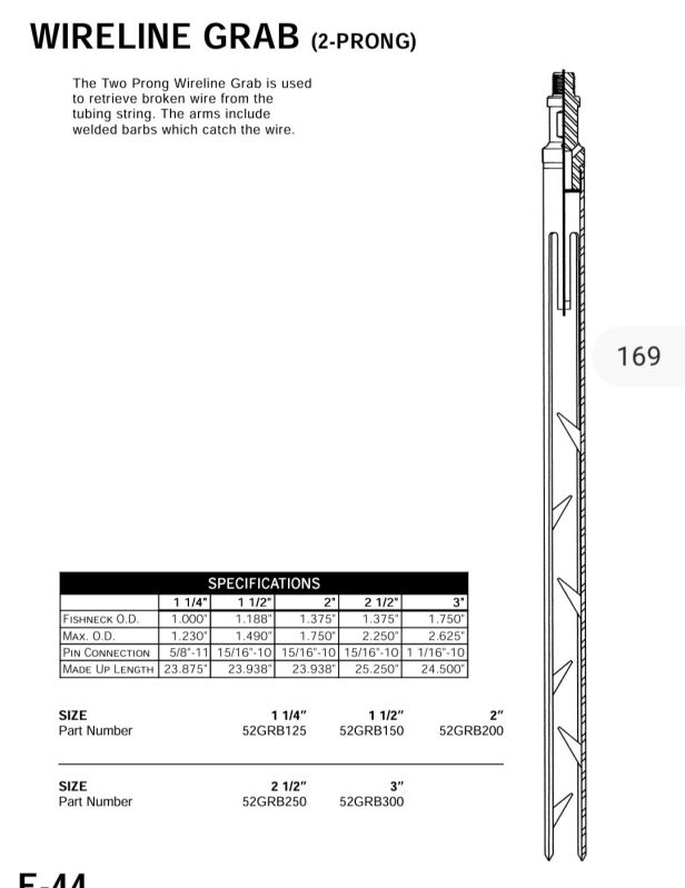 Two Prong Wireline Grab