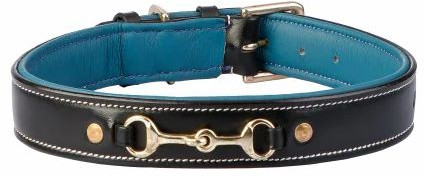 Fancy Eco Friendly Genuine Leather Blue Padded Dog Collar