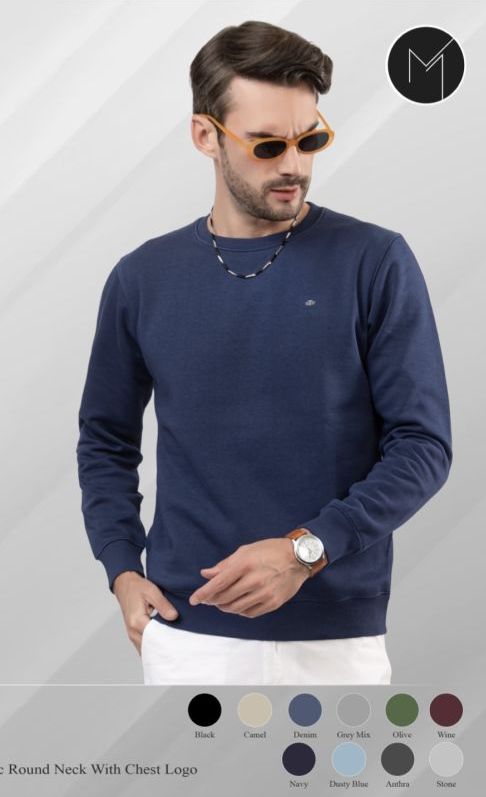 Mens Round Neck Fleece Sweatshirt