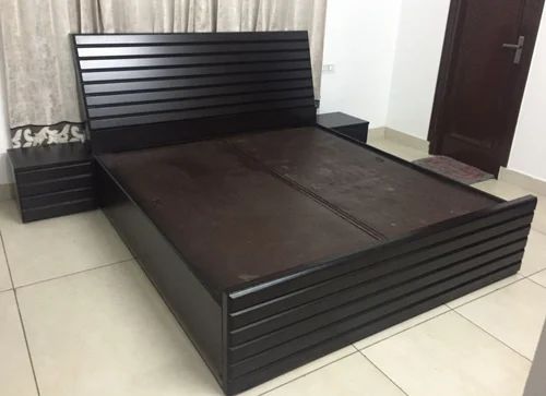 Dark Brown Wooden Double Bed