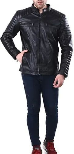 Round Neck Leather Jacket