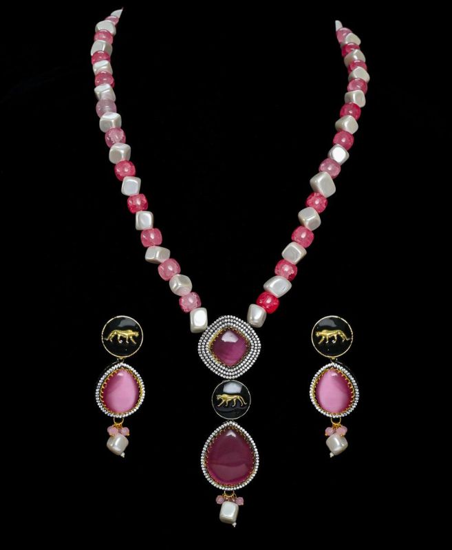 Fancy Long Sabhya Necklace Set