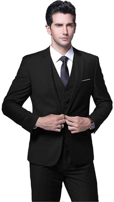 Mens Black Three Piece Suit