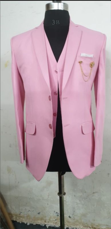 Mens Pink Blazer Waist Coat Set