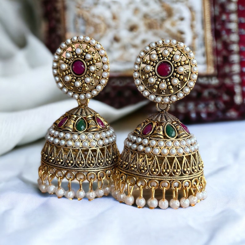 Designer Oxidized Jhumka Earrings