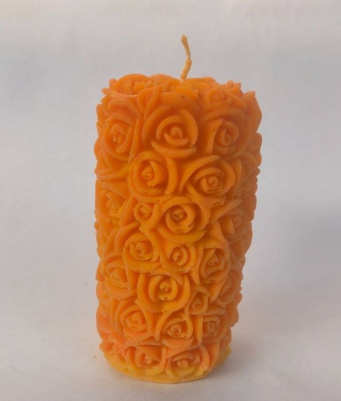 Orange Rose Pillar Candle