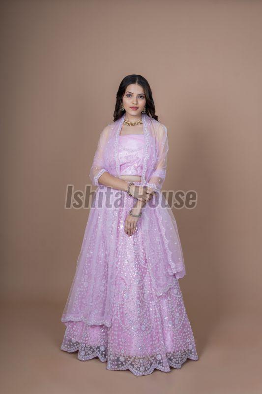 Ladies Lavender Party Wear Lehenga Choli