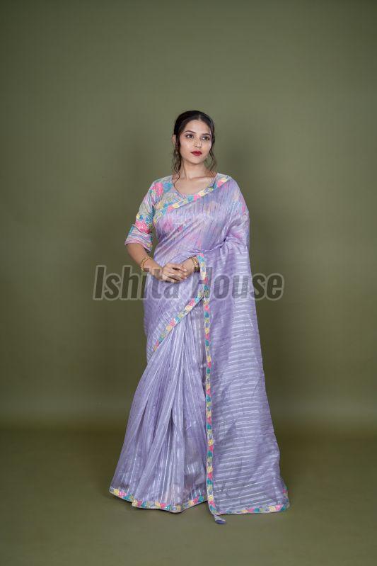 Ladies Lavender Pure Silk Saree