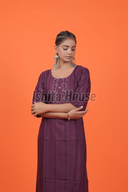 Ladies Maroon Cotton Kurti