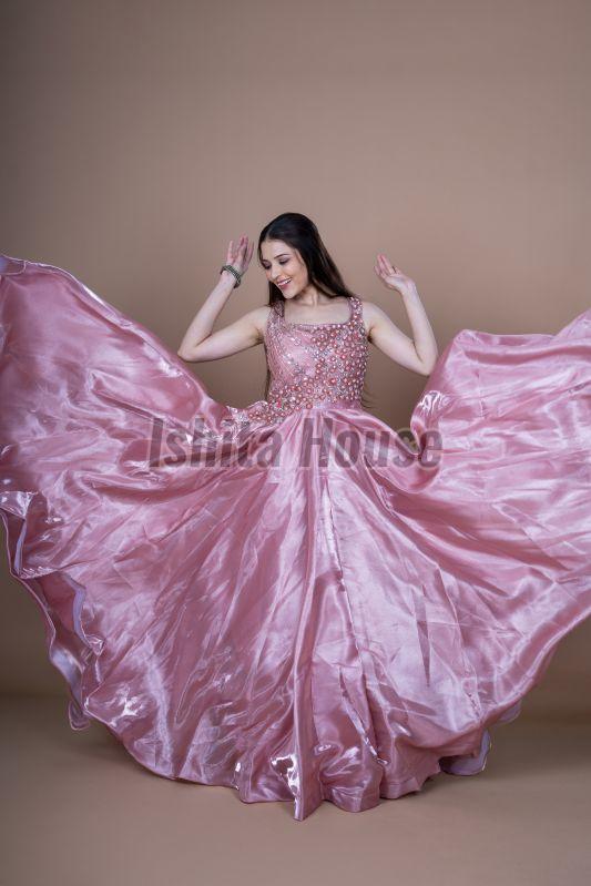 Ladies Pink Designer Gown