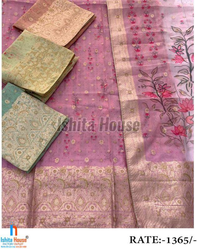 Ladies Silk Unstitched Suit Fabric