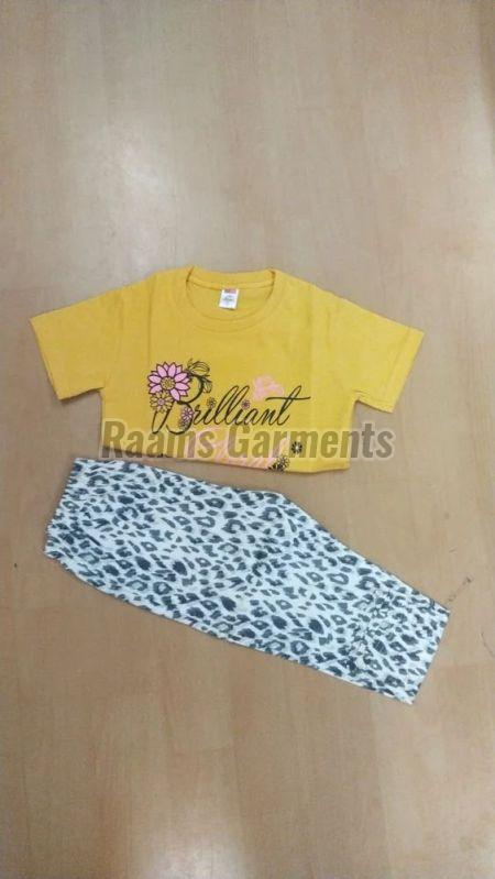 Kids Printed Cotton T Shirt and Lower Set