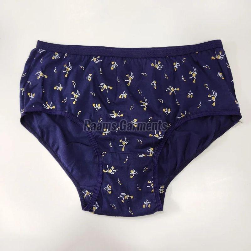 Ladies Navy Blue Printed Cotton Panties