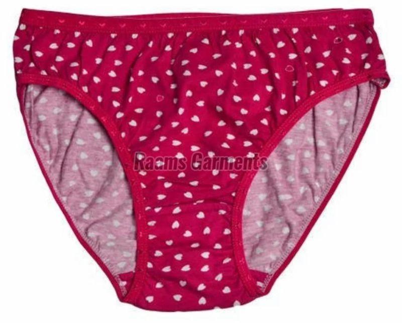 Ladies Red Printed Cotton Panties