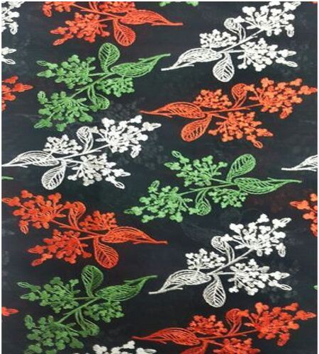 Rubia Cotton Designer Embroidered Fabric