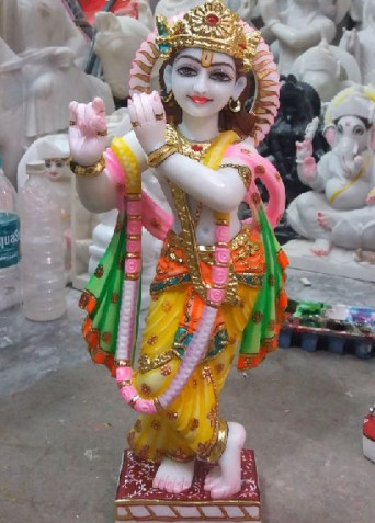 White Krishna Marble Moorti