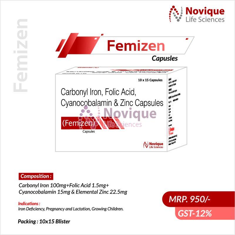 Carbonyl Iron Falic Acid Cyanocobalamin and Zinc Capsules