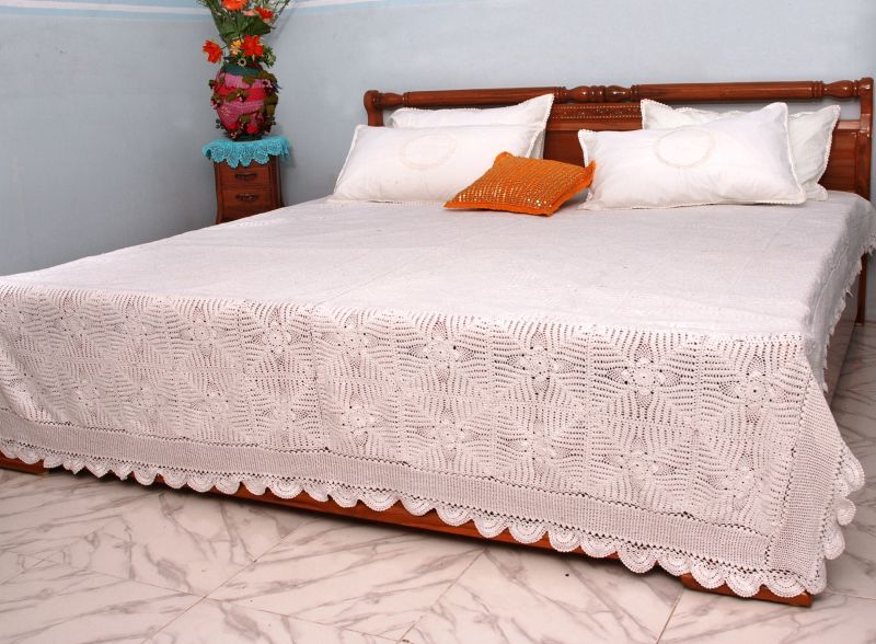 Cotton Crochet Bed Sheet With Pillow Cover