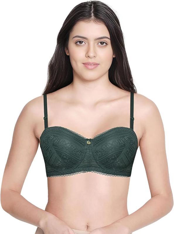 Dark Green Lycra Padded Bra