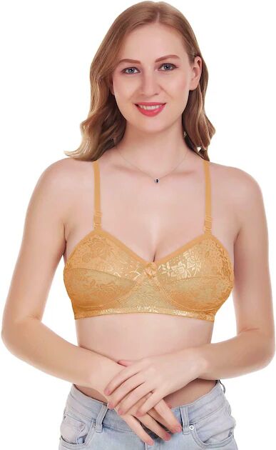 Golden Lycra Padded Bra