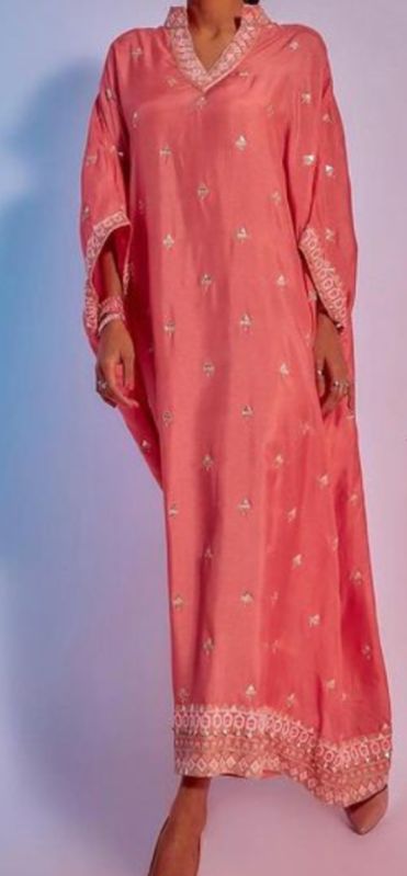 Peach Soft Silk Premium Kaftan