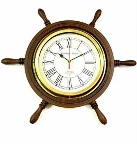 Ships Wheel Wooden Wall Clock