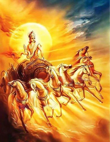 Lord Surya Seven Running Horse Painting