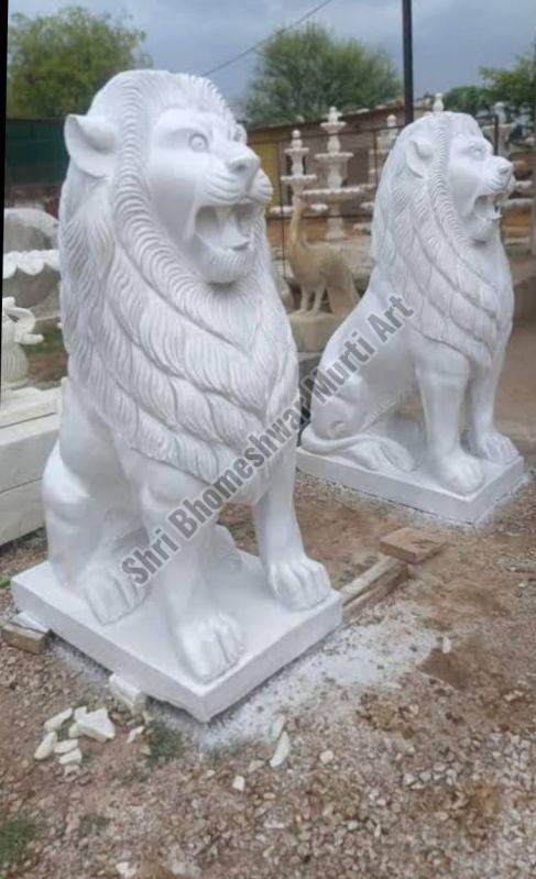 White Marble Lion Statue