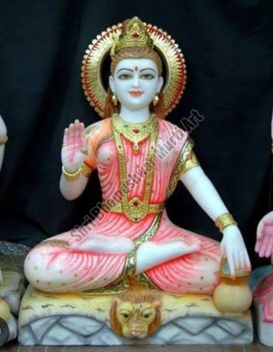 Marbal White Painted Parvati Mata  Statue