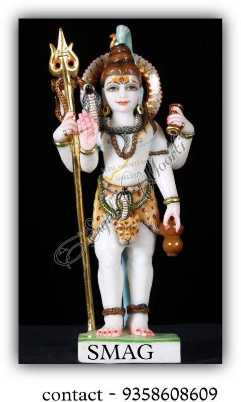 Multicolor Hindu Marble Shiva God Statue