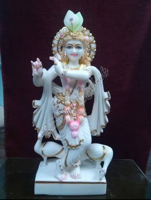 White Plain Marble Krishna Statue