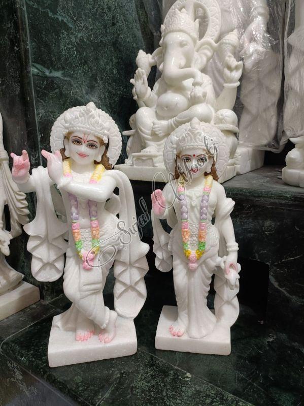 White Traditional Marble Radha Krishna Statue