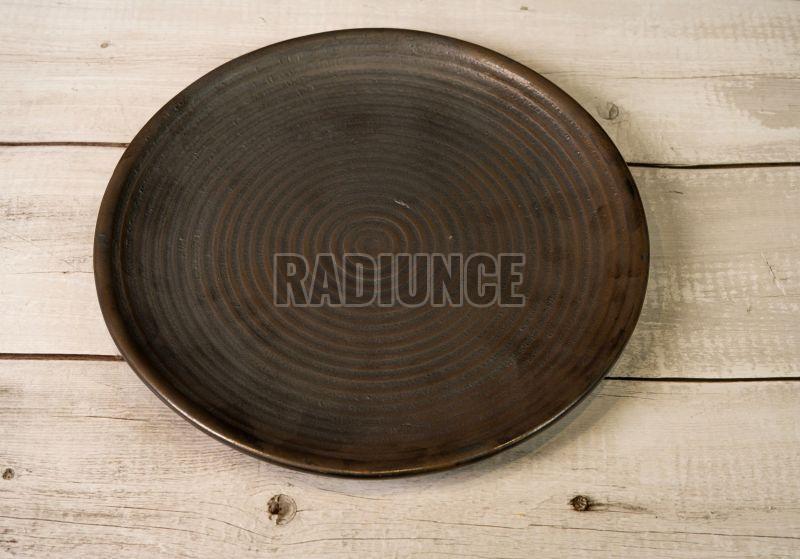 1002 Brown Ash Narrow Lined Stoneware Dining Plate