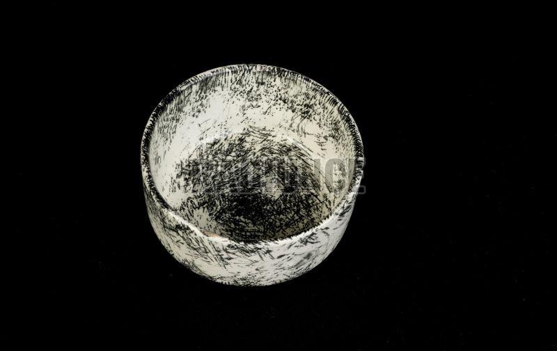 1028 Black and White Dust Soup Bowl