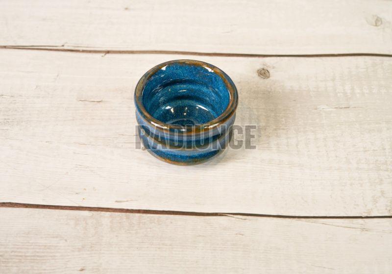 1039 Peacock Blue Ribbed Bowl